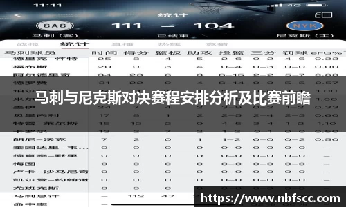 马刺与尼克斯对决赛程安排分析及比赛前瞻